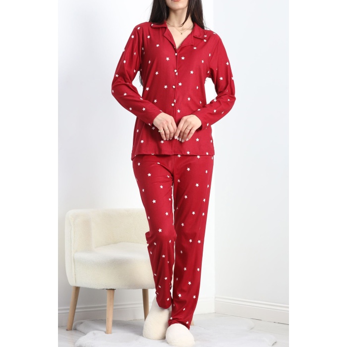 Süet Pijama Takımı Bordo - 40003.1049.