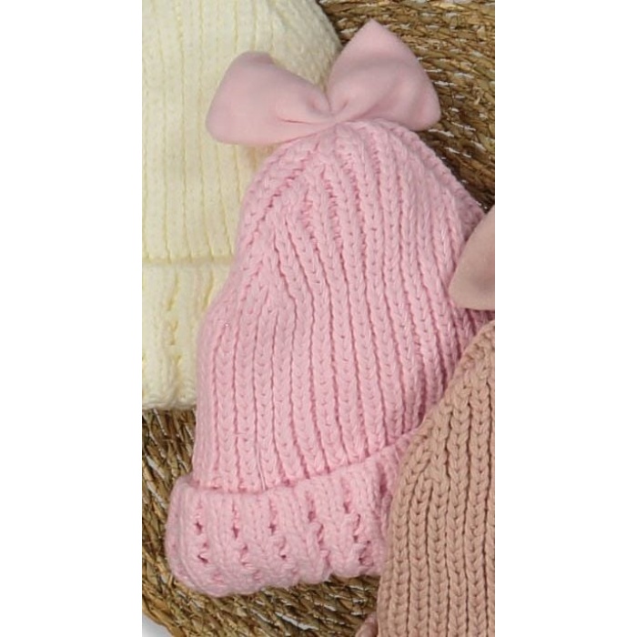 Kitti Bebe Kız Kulaklı Bere (1-4 Yaş) K24120-05 Açık Pembe