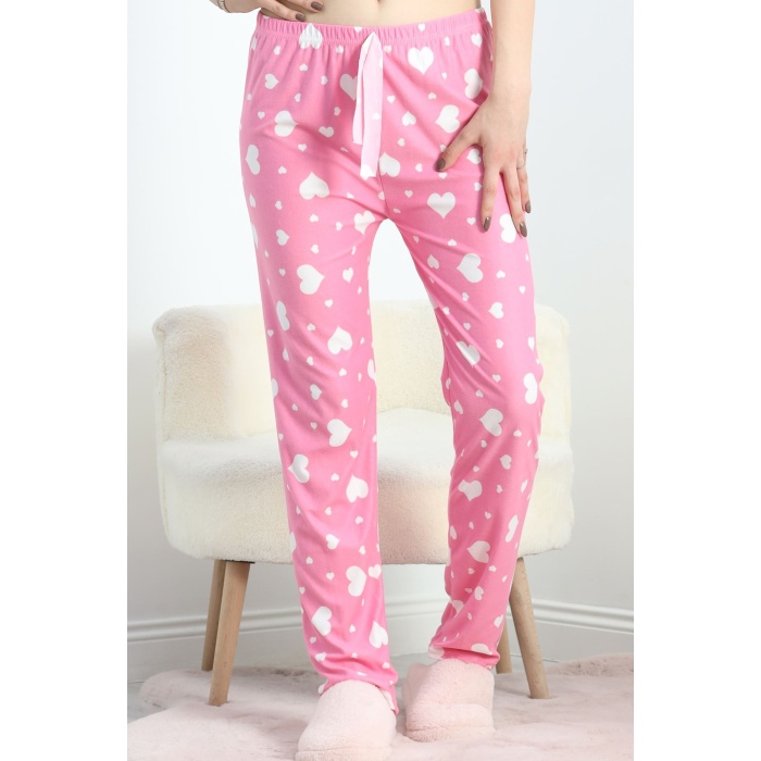 Desenli Süet Pijama Altı Beyazpembe - 103.1287.