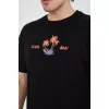 Erkek Ön ve Arka Baskılı T-Shirt - Siyah