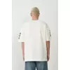 Unisex Baskılı Bisiklet Yaka Oversize T-Shirt - Beyaz