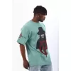 Unisex Oversize Baskılı Bisiklet Yaka T-Shirt - Mint Yeşili