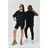 Unisex Basic Bisiklet Yaka Oversize T-Shirt - Siyah