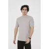 Unisex Bisiklet Yaka Slim fit T-Shirt- Taş