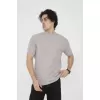 Unisex Bisiklet Yaka Slim fit T-Shirt- Taş