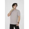 Unisex Bisiklet Yaka Slim fit T-Shirt- Taş