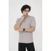 Unisex Bisiklet Yaka Slim fit T-Shirt- Boyalı Gri