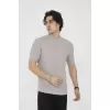 Unisex Bisiklet Yaka Slim fit T-Shirt- Boyalı Gri