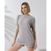 Unisex Bisiklet Yaka Slim Fit T-Shirt - Boyalı Gri