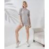 Unisex Bisiklet Yaka Slim Fit T-Shirt - Boyalı Gri