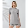 Unisex Bisiklet Yaka Baskılı Slim Fit T-Shirt - Boyalı Gri