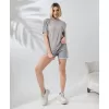 Unisex Bisiklet Yaka Baskılı Slim Fit T-Shirt - Boyalı Gri