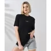 Unisex Bisiklet Yaka Baskılı Slim Fit T-Shirt - Siyah