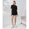 Unisex Bisiklet Yaka Baskılı Slim Fit T-Shirt - Siyah