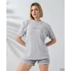 Unisex Bisiklet Yaka Baskılı Slim Fit T-Shirt - Boyalı Gri