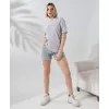 Unisex Bisiklet Yaka Baskılı Slim Fit T-Shirt - Boyalı Gri