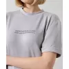 Unisex Bisiklet Yaka Baskılı Slim Fit T-Shirt - Boyalı Gri