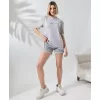 Unisex Bisiklet Yaka Baskılı Slim Fit T-Shirt - Boyalı Gri