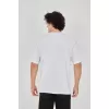 Unisex Jakar Kumaş Rahat Kol T-Shirt - Beyaz