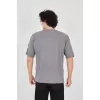 Unisex Jakar Kumaş Rahat Kol T-Shirt - Gri