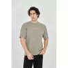 Unisex Jakar Kumaş Rahat Kol T-Shirt - Açık Yeşil