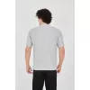 Unisex Waffle Kumaş Rahat Kol T-Shirt - Boyalı Gri