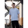 Unisex Düz Biskilet Yaka Oversize T-shirt - Gri