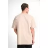 Unisex Düz Biskilet Yaka Oversize T-shirt - Bej