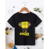 Bisiklet Yaka Kısa Kol Çocuk Baskılı T-Shirt - Siyah