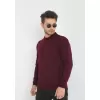 Unisex Uzun Kol Biskilet Yaka Dokuma Triko - Bordo