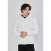 Unisex Tam Fermuarlı Kapşonlu  SweatShirt - Beyaz