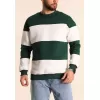 Parçalı Bisiklet Yaka Baskılı SweatShirt - Yeşil