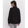 Oversize Yarım Farmuarlı Yakalı Basic SweatShirt - Siyah