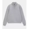 Oversize Yarım Farmuarlı Yakalı Basic SweatShirt - Gri