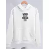 Kışlık Üç İplik Kapüşonlu SweatShirt - Beyaz