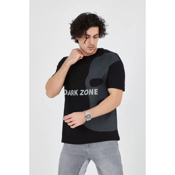 Erkek Baskılı T-Shirt - Siyah