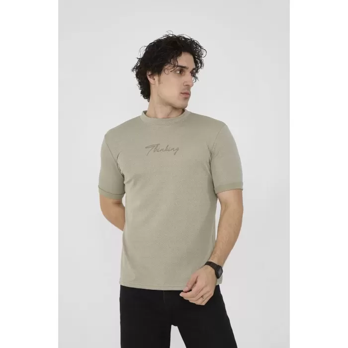 Unisex Bisiklet Yaka Slim fit T-Shirt- Açık Yeşil