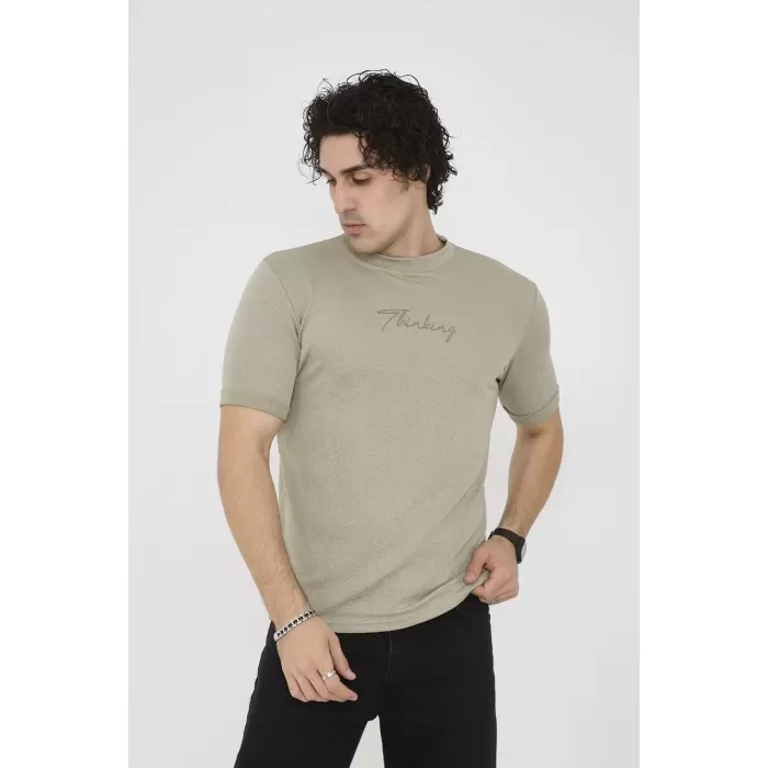 Unisex Bisiklet Yaka Slim fit T-Shirt- Açık Yeşil