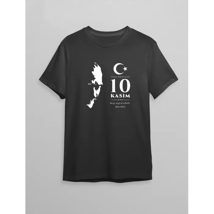 10 Kasım Atatürk Baskılı T-shirt - Siyah