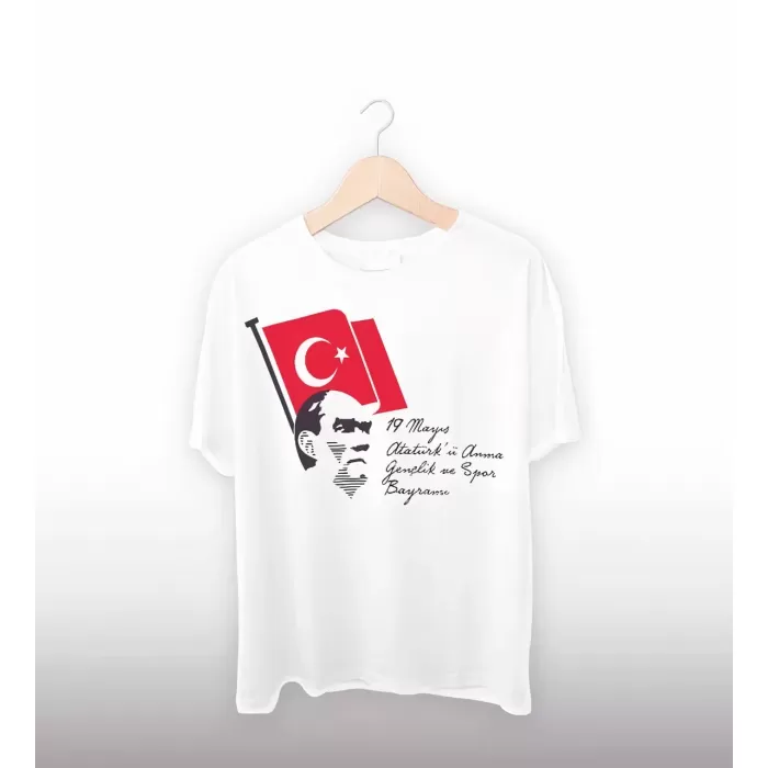 19 Mayıs 20/1 Baskılı T-shirt - Beyaz