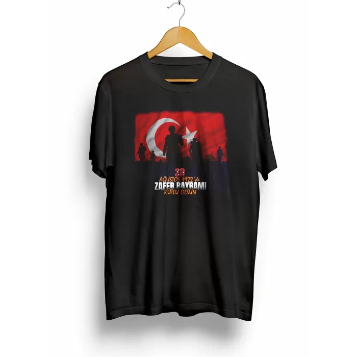 30 Ağustos Atatürk Baskılı T-shirt - Siyah