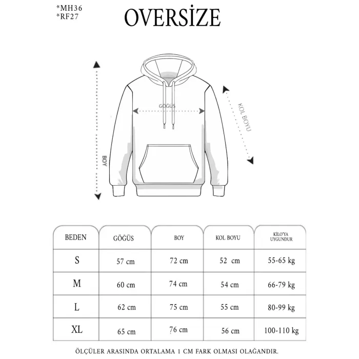 Unisex Double Oversize Kapşonlu Basic SweatShirt - Sarı