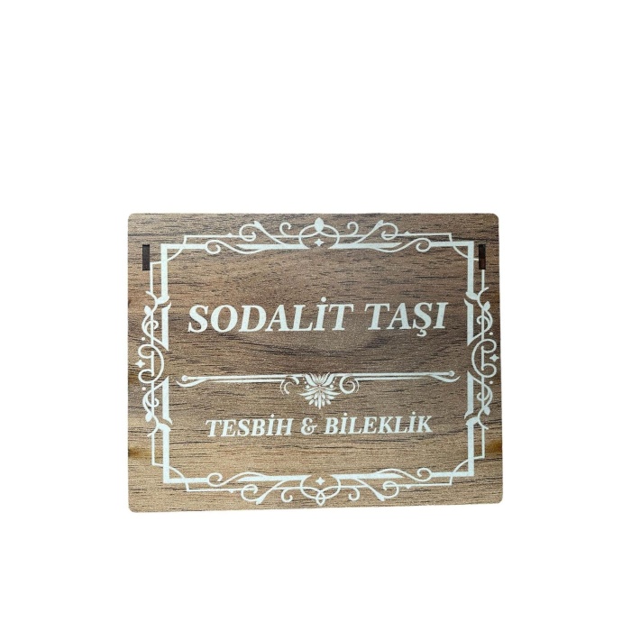 ÖZEL AHŞAP KUTULU SODALİT TAŞI TESBİH BİLEKLİK SET DOĞAL TAŞ