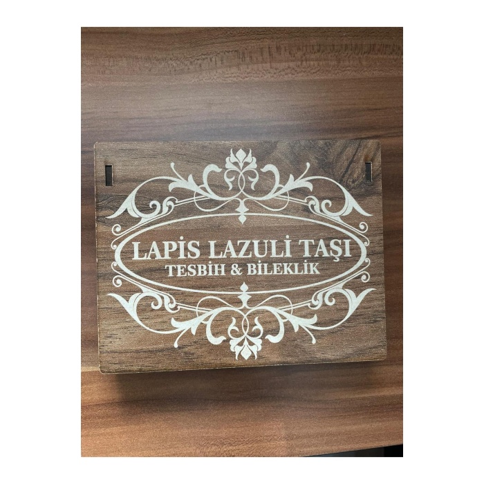 ÖZEL AHŞAP KUTULU  LAPİS LAZULİ TAŞI TESBİH BİLEKLİK SET DOĞAL TAŞ