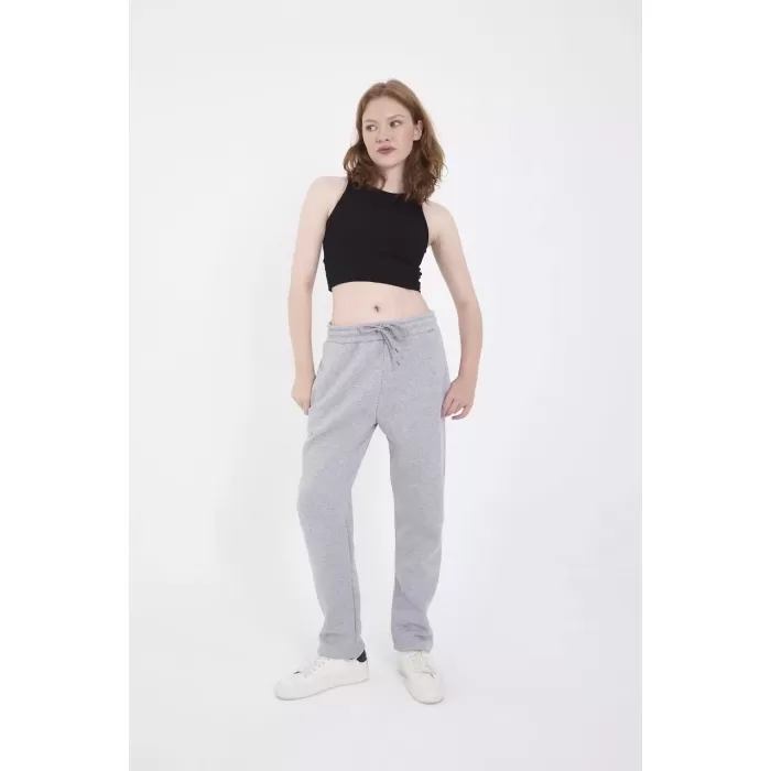 Unisex Üç İplik Basic Eşofman Pantolon - Gri