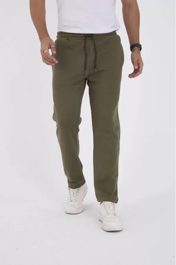 Unisex Üç İplik Basic Eşofman Pantolon - Haki