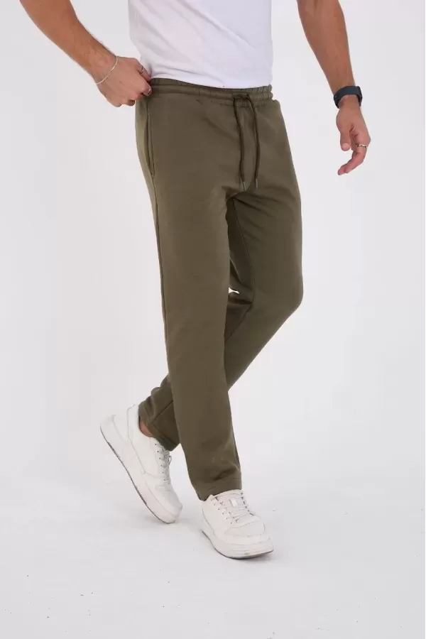 Unisex Üç İplik Basic Eşofman Pantolon - Haki