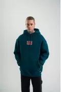 POLIZEI Premium Kalite Unisex Kapşonlu Dijital Patchli SweatShirt - Koyu Deniz Yeşili