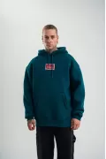 POLIZEI Premium Kalite Unisex Kapşonlu Dijital Patchli SweatShirt - Koyu Deniz Yeşili