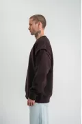 Geniş V yaka Kol Ribana Detaylı SweatShirt - Kahve